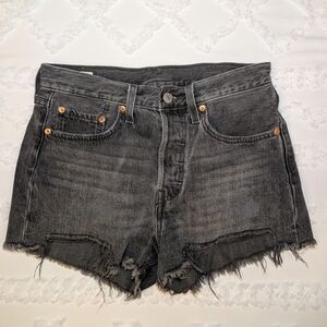 Levi's Charcoal Frayed Jean Shorts